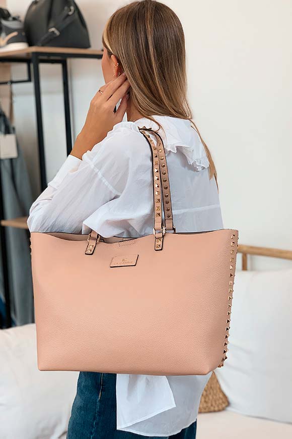 La Carrie - Powder shopper bag with gold studs