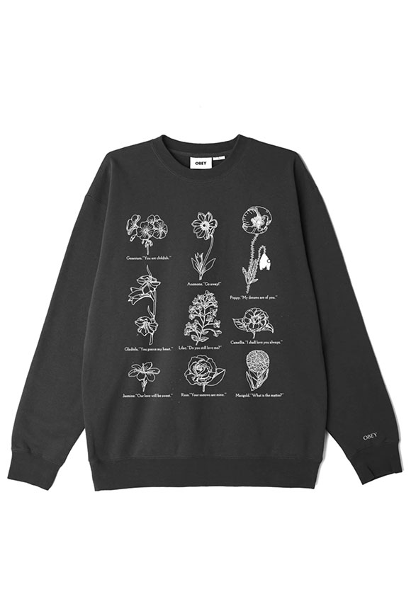 Obey - Black crewneck sweatshirt with central flower print