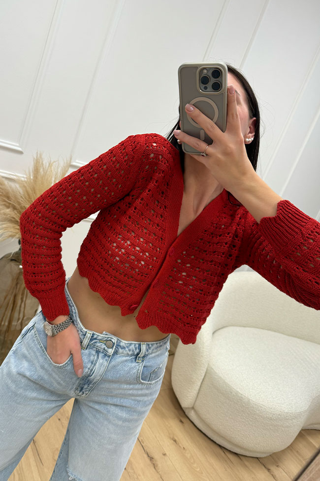 Haveone - Maglia crop rossa crochet