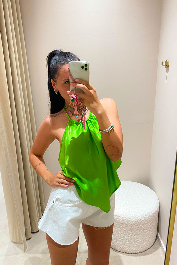 Vicolo - Neon green foulard top with open back