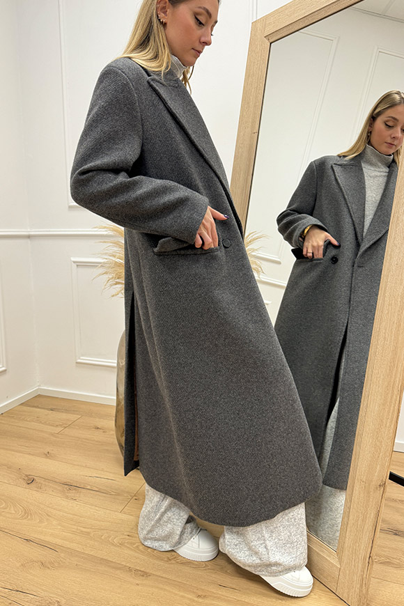 Vicolo - Cappotto lungo grigio in lana