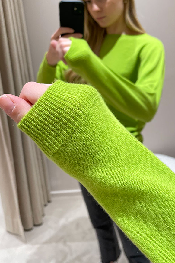 Kontatto - Acid green crewneck sweater in wool and cashmere blend