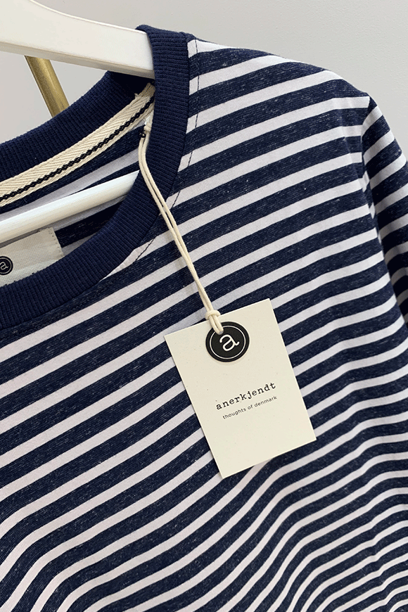 Anerkjendt - Blue and white striped T shirt