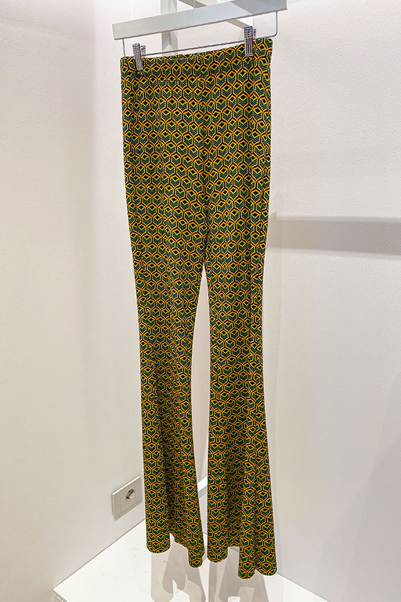 Vicolo - Pantaloni fantasia geometrica verde, arancio, nero