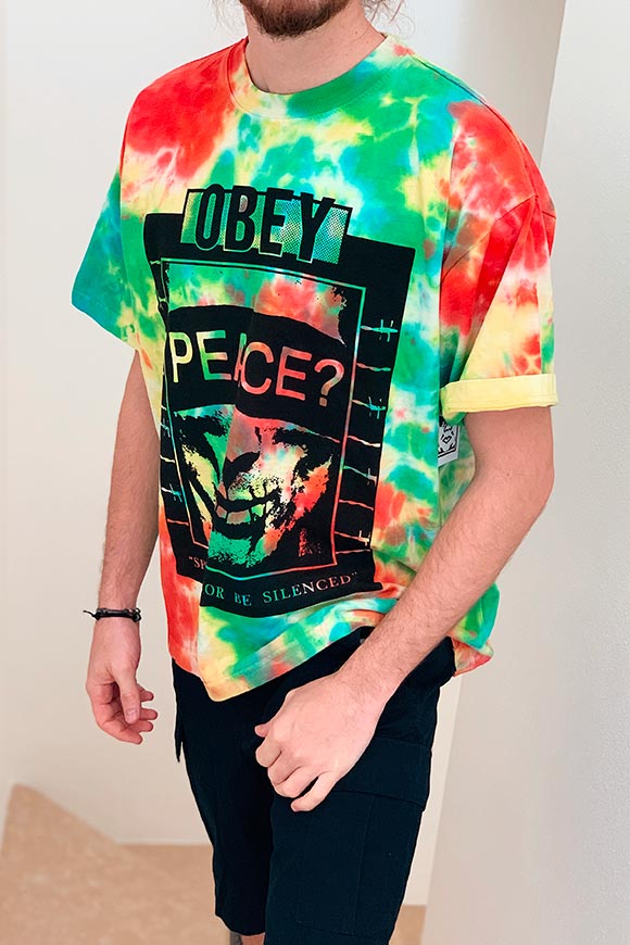 Obey - T shirt Rainbow Tie Dye Speak Up