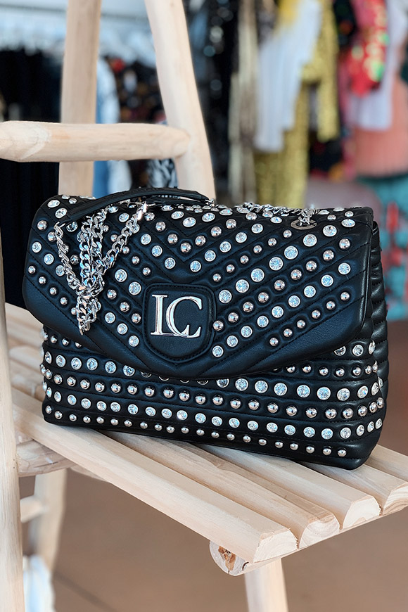 La Carrie - Black Mirror bag with rhinestones and studs