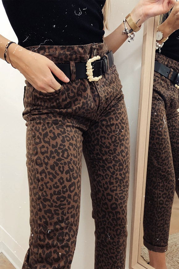 Kontatto - Jeans a vita alta leopardati