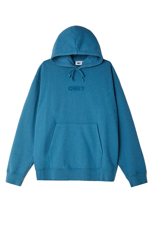 Obey - Teal sweatshirt with logo embroidered in tone with hood