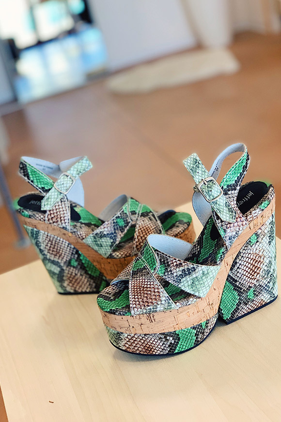 Jeffrey Campbell - Paloma green pythonate wedges with wood