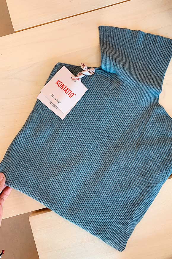 Kontatto - Gray ribbed turtleneck sweater