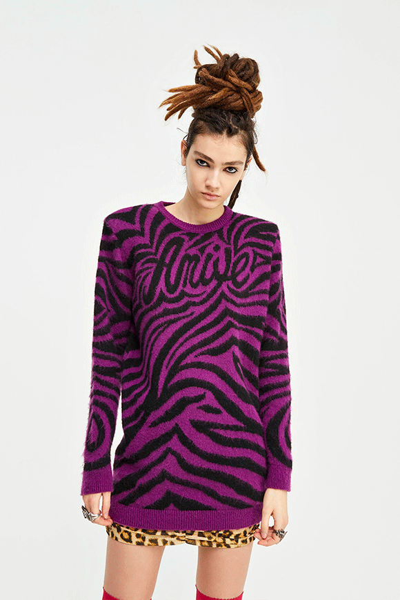Aniye By - Waves black and purple zebra dress