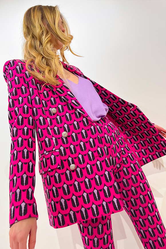 Vicolo - Black, lilac and pink geometric patterned jacket