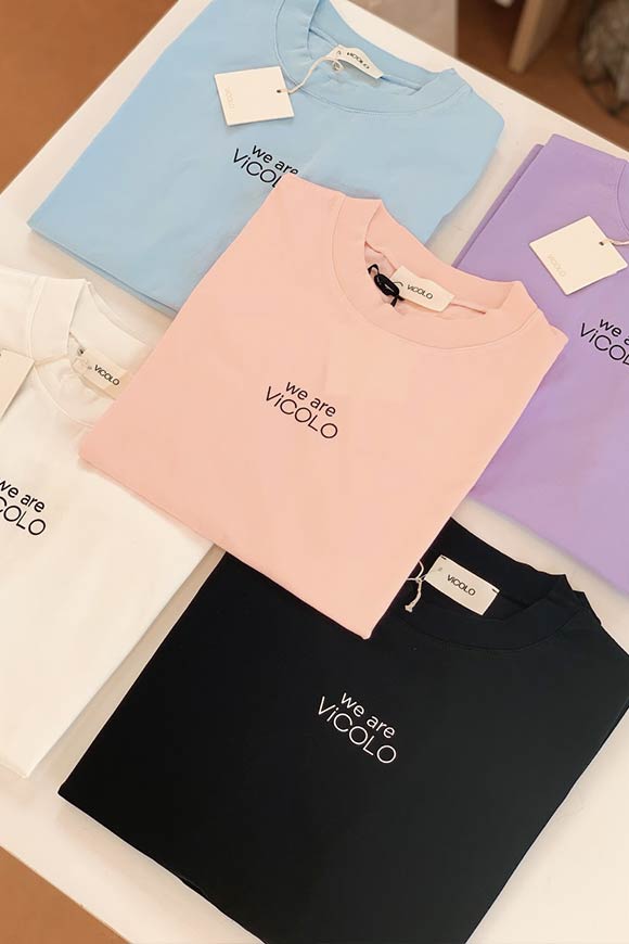 Vicolo - "We are Vicolo" over lilac t shirt