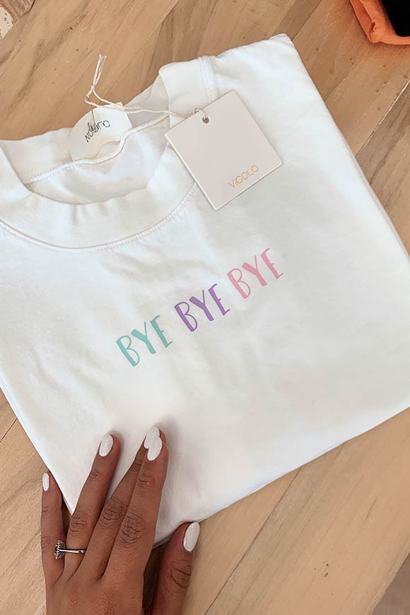 Vicolo - White t shirt "Bye bye" print