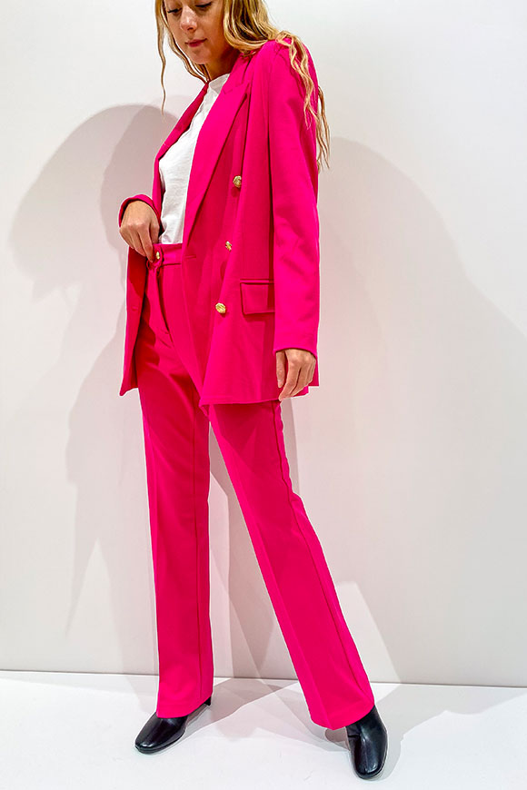 Vicolo - Fuchsia jersey trousers with golden button