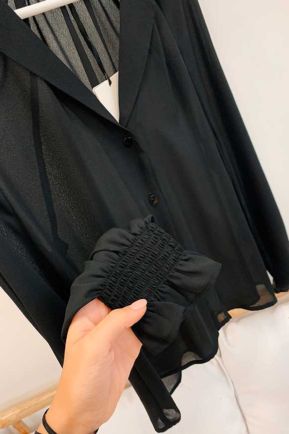 Vicolo - Sheer black shirt with shrunken cuffs
