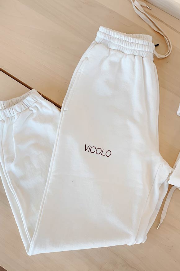 Vicolo - Pantaloni tuta bianchi con logo