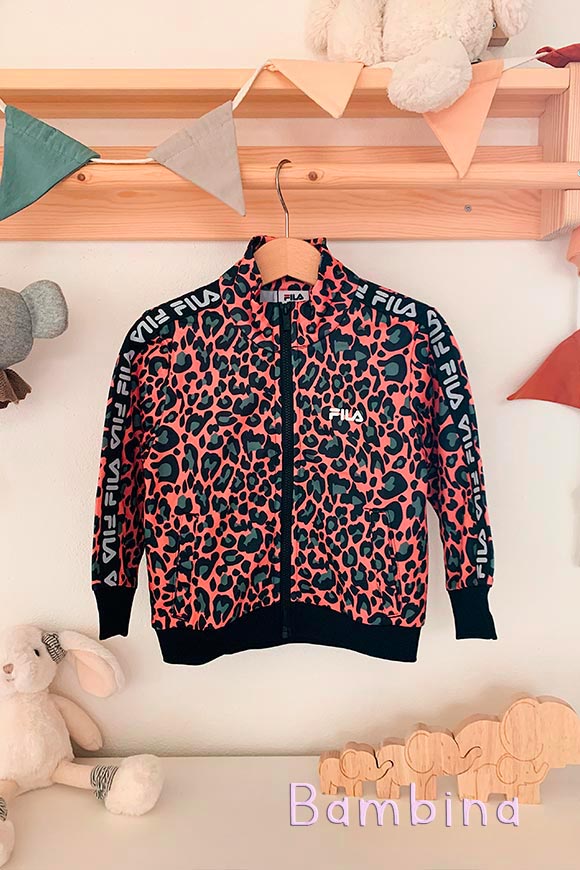 Fila - Leopard print acetate jacket with logos Child