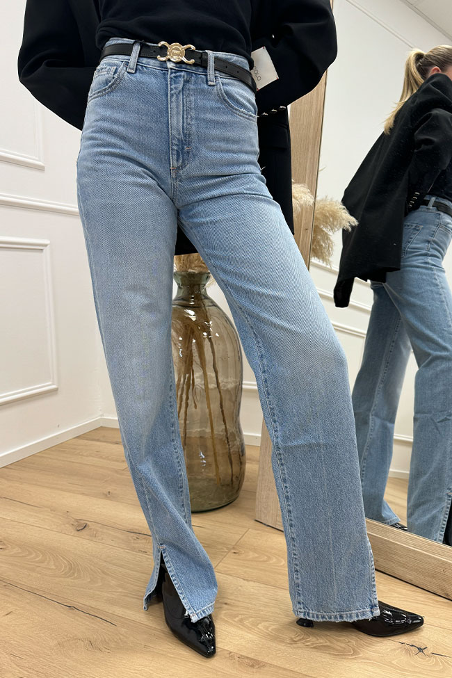 Icon Denim - Jeans "Jodie" lavaggio chiaro con spacchi sul fondo