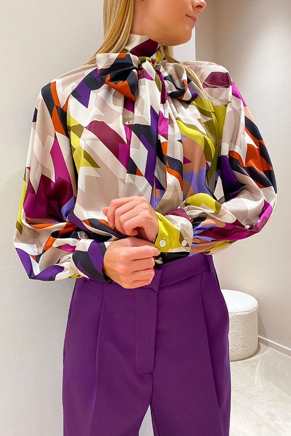 Vicolo - Multicolor houndstooth macro shirt