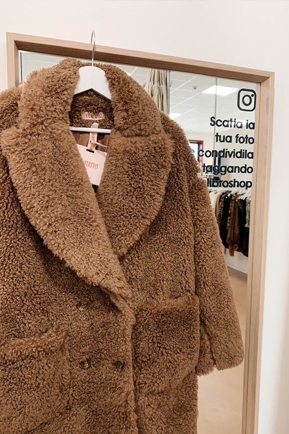 Kontatto - Brown teddy coat with pockets