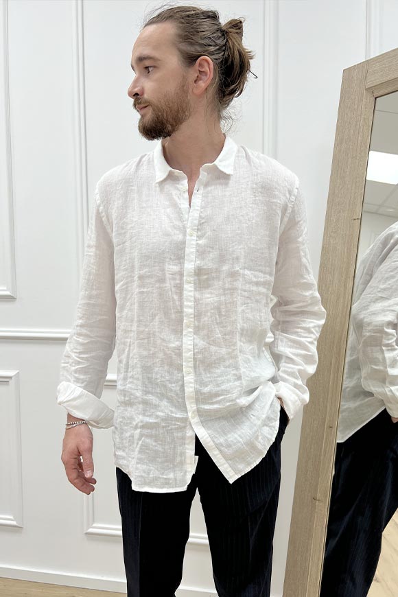 Block Eleven - Camicia bianca in lino regular fit bianca