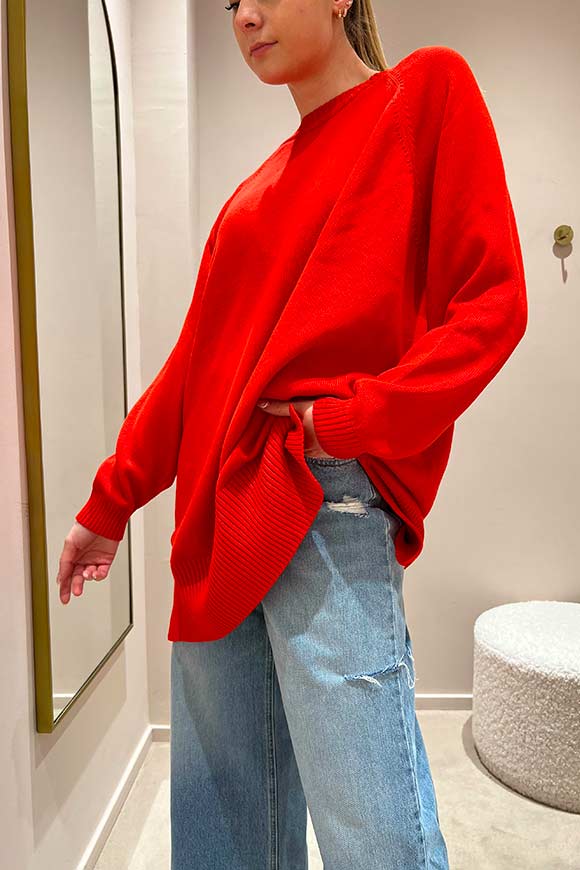 Vicolo - Oversized paprika sweater in cotton with vents