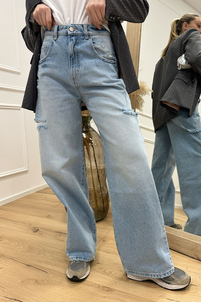 Icon Denim - Jeans "Poppy Eco" gamba ampia con rotture