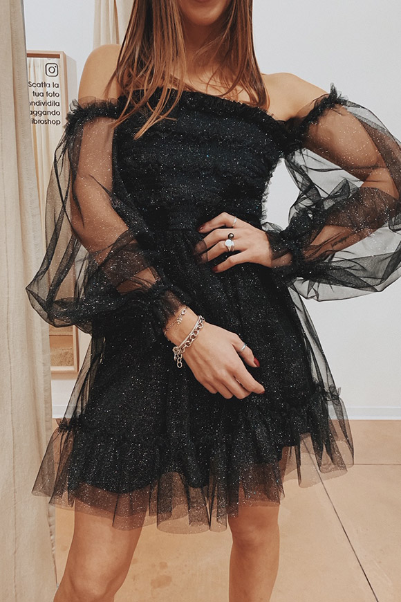 Vicolo - Black dress in tulle and glitter