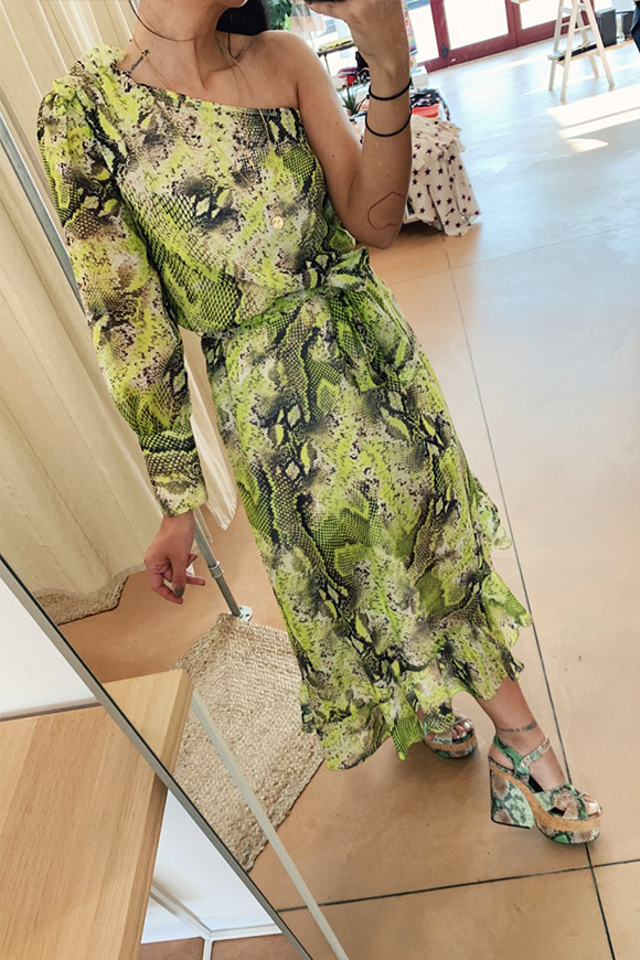 Vicolo - Green python shoulder dress