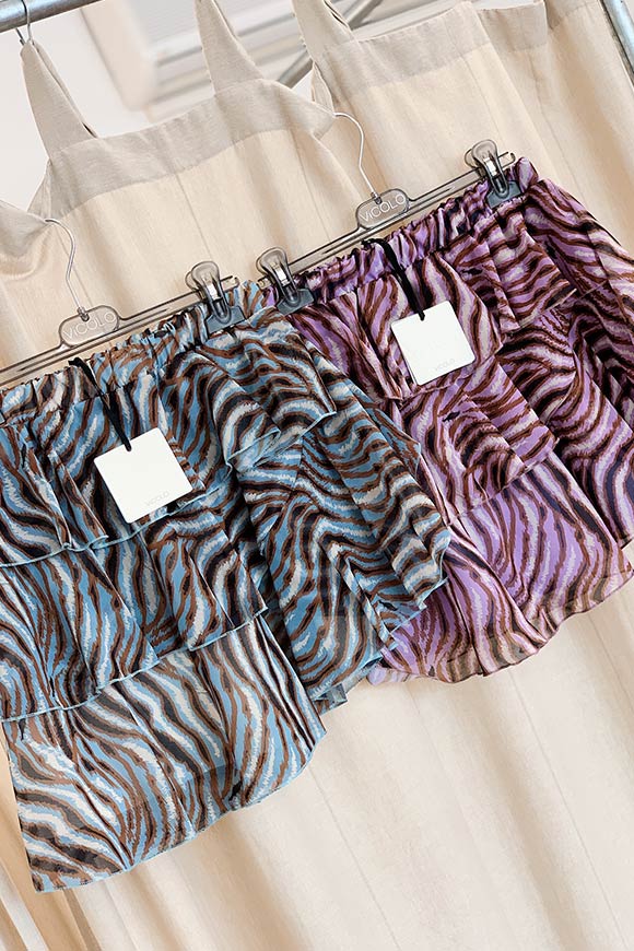 Vicolo - Blue zebra skirt with flounces
