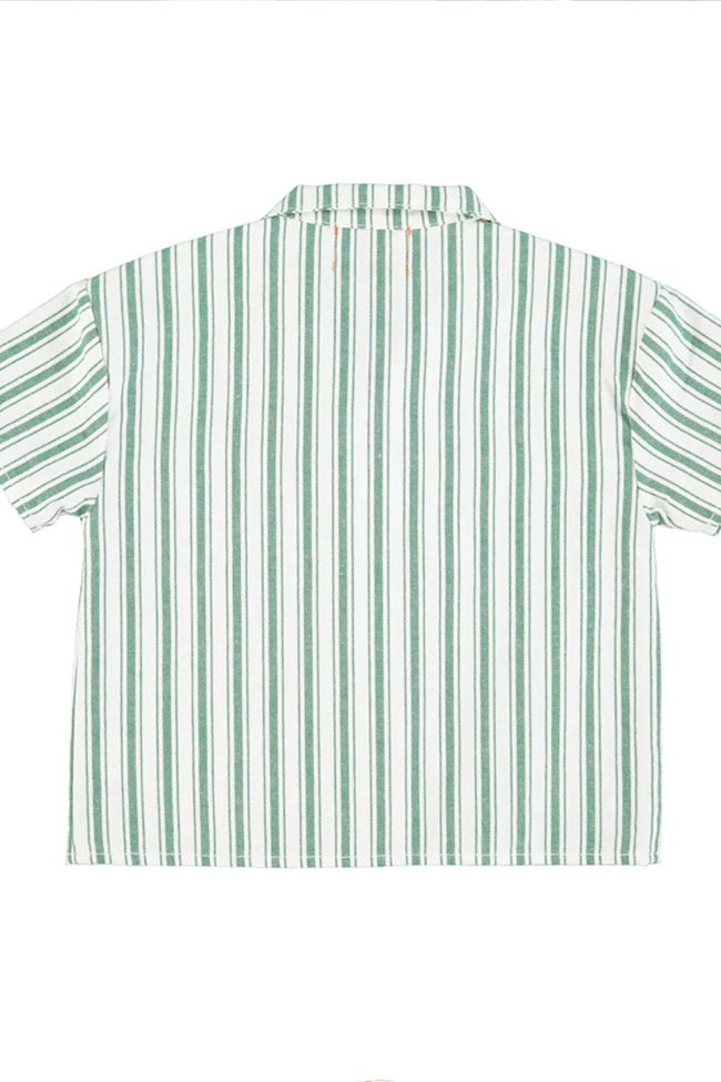 Piupiuchick - Camicia Hawaiian rigata verde e bianca