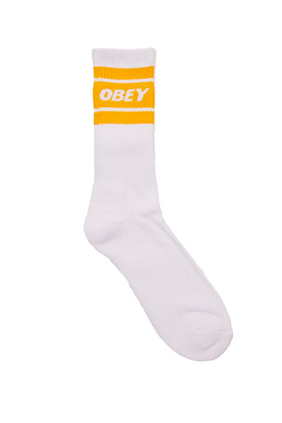 Obey - Calzini bianchi con fascia gialla