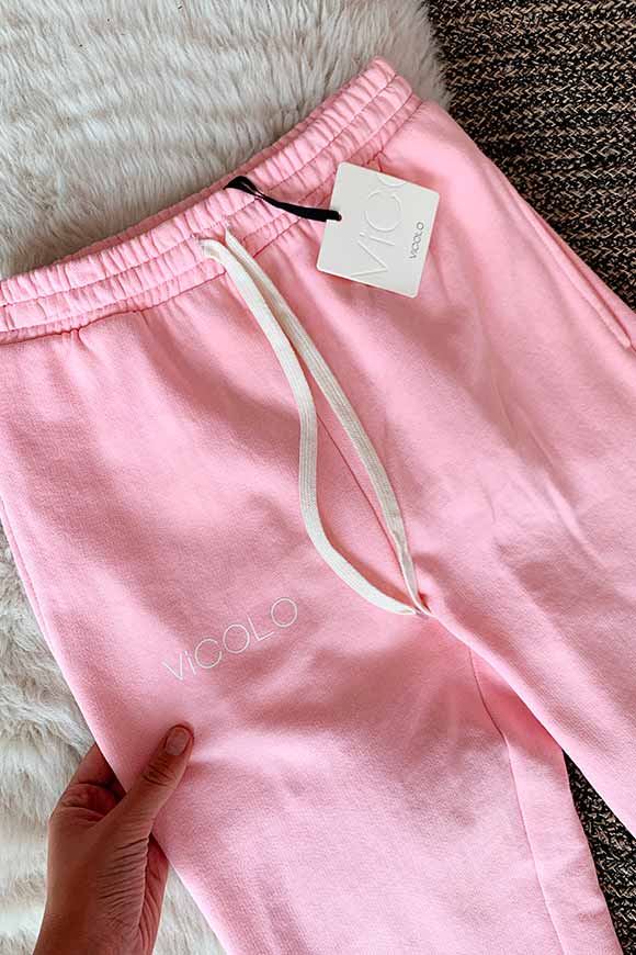 Vicolo - Pastel pink jogger trousers with logo