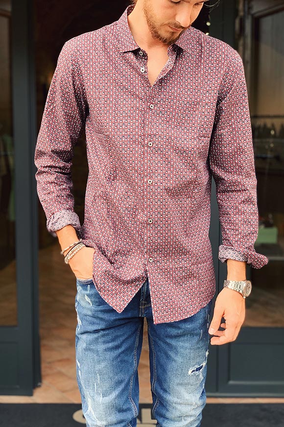 Gianni Lupo - Burgundy micro patterned shirt