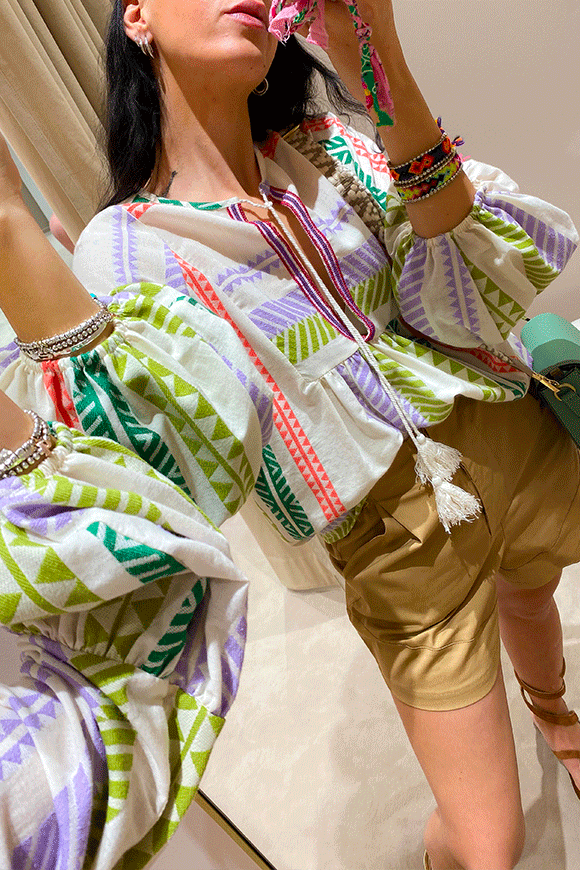 Dixie - Lime blouse in aztec pattern