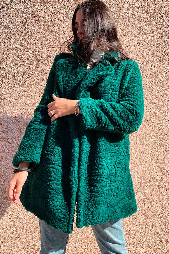 Vicolo - Green short Teddy coat