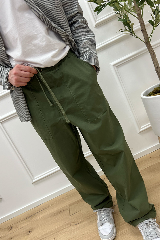 Anerkjendt - Pantaloni verde oliva loose fit