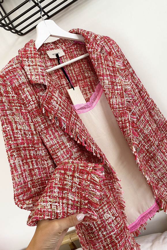 Vicolo - Single-breasted pink mélange lurex jacket