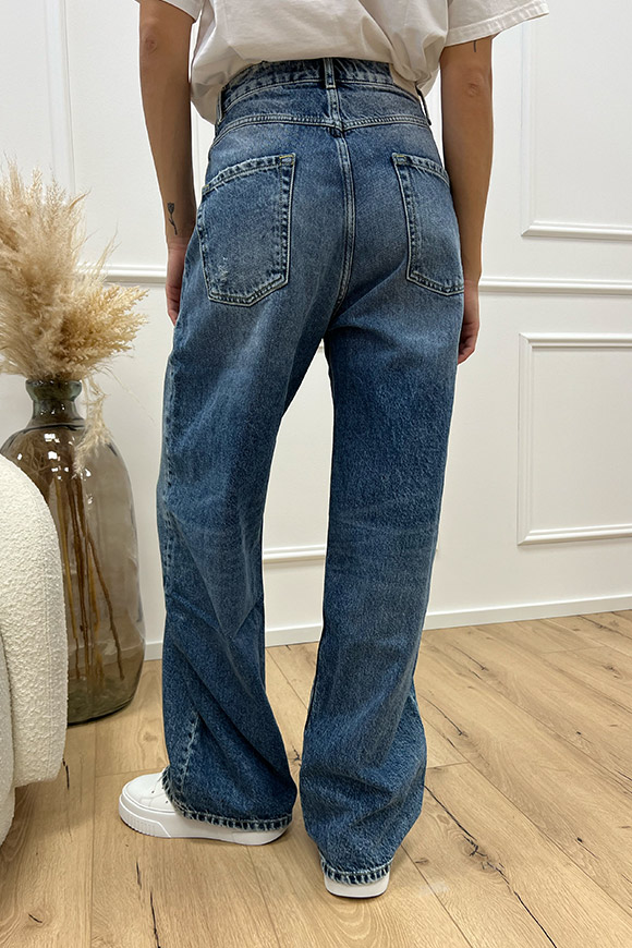 Icon Denim - Jeans "Poppy" wide leg lavaggio scuro