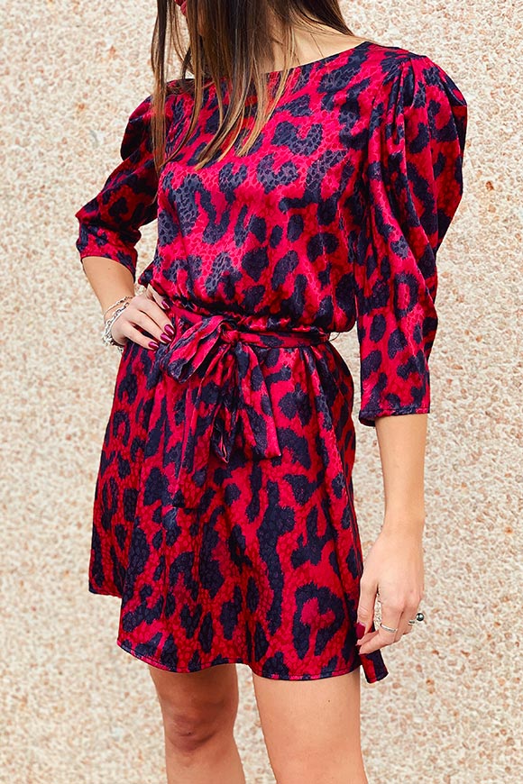Kontatto - Vestito leopardato rosso effetto seta