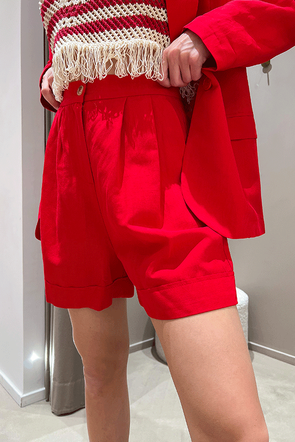 Vicolo - Pantaloncino bermuda rosso in lino