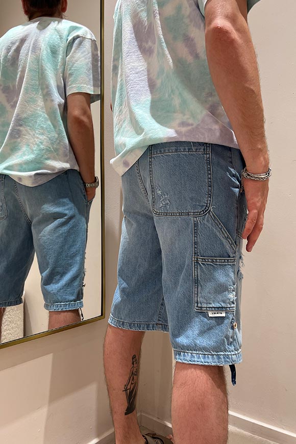 Berna - Light wash denim bermuda shorts with patch pocket