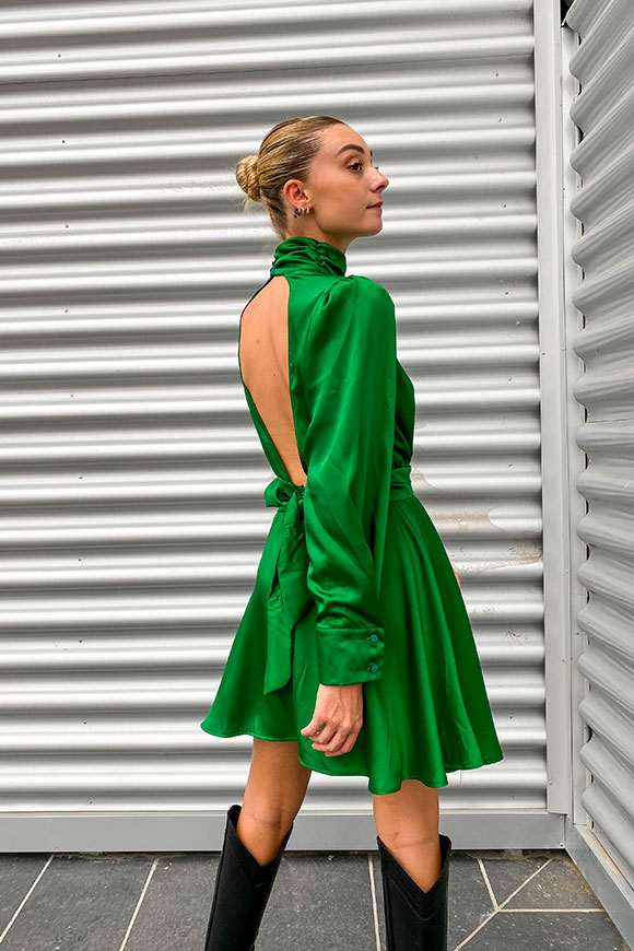 Vicolo - Green dress with teardrop neckline on the back