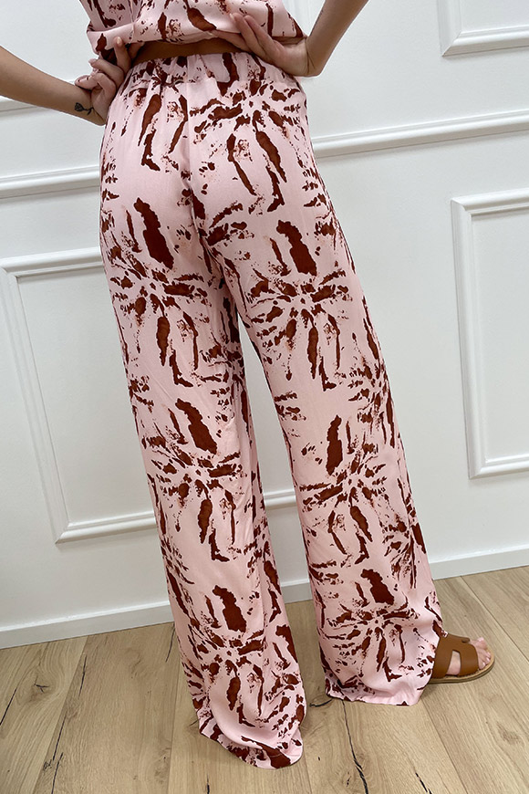 Haveone - Completo top e pantalone rosa e cioccolato