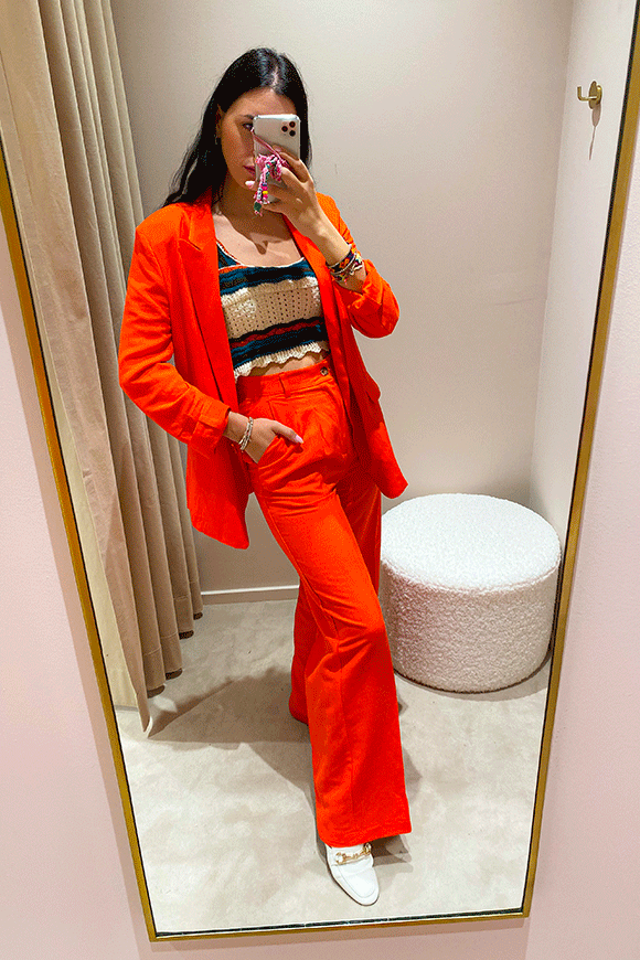 Vicolo - Pantalone palazzo arancio in lino