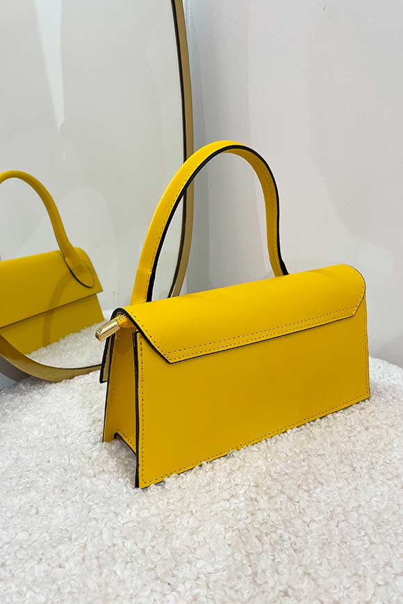 Calibro Shop - Yellow baguette bag with leather flap