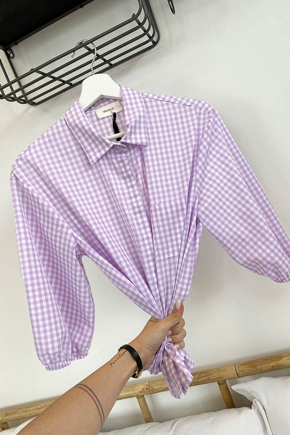 Vicolo - Lilac and white vichy shirt with pocket
