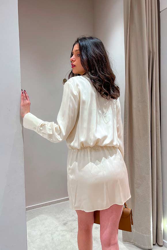 Vicolo - Cream shirt dress in rounded satin