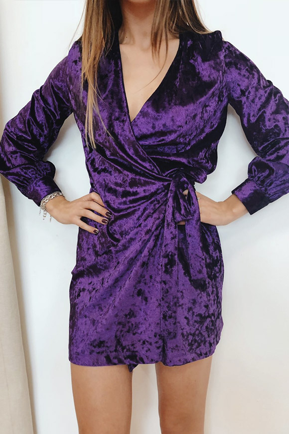 Vicolo - Vestito viola in velluto a portafoglio